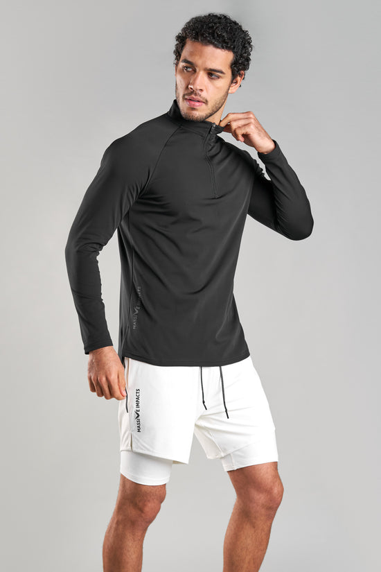 J003MI Recycled Nylon Zip-Neck Long-Fit Sleeve Top