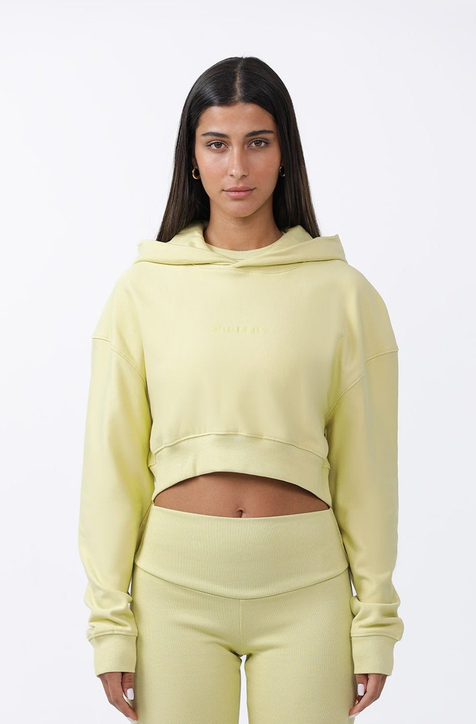 Adidas yellow store cropped hoodie